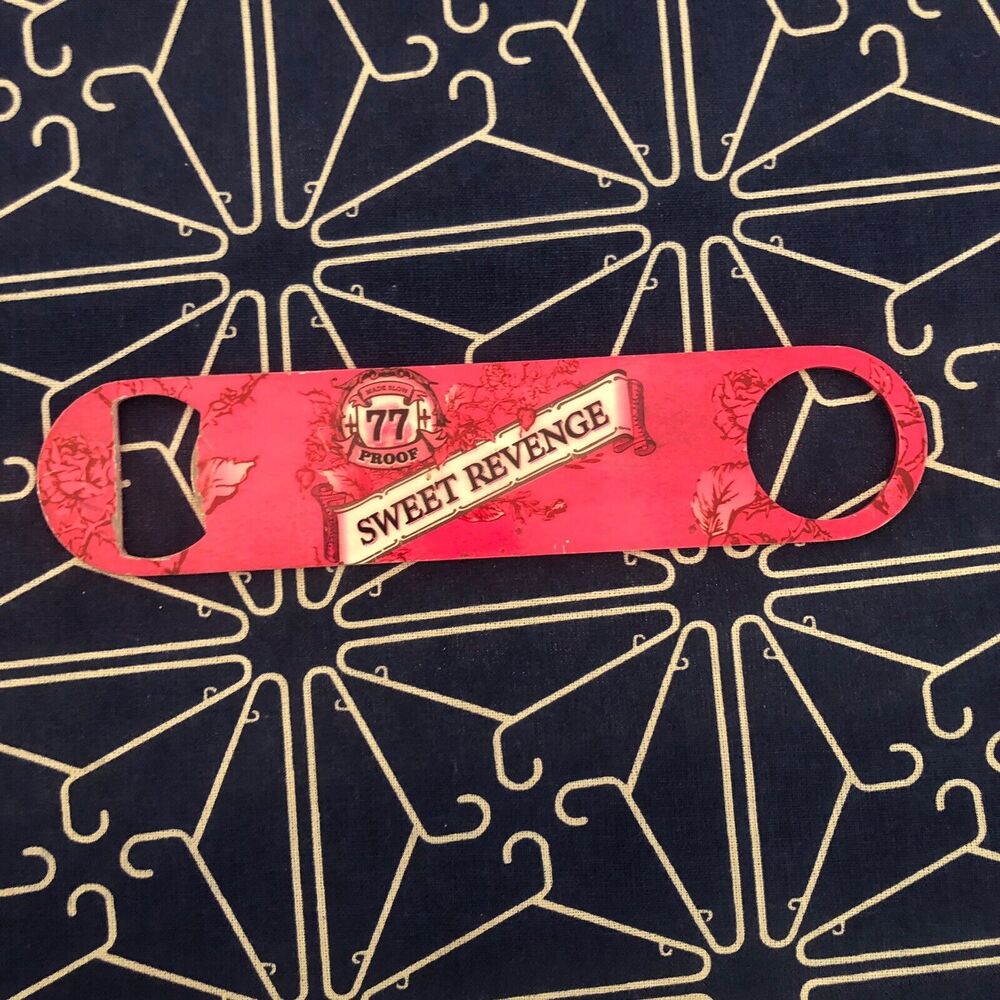 Sweet Revenge 77 Proof Pink Bartender Bottle Opener Beer Bar Tool Metal